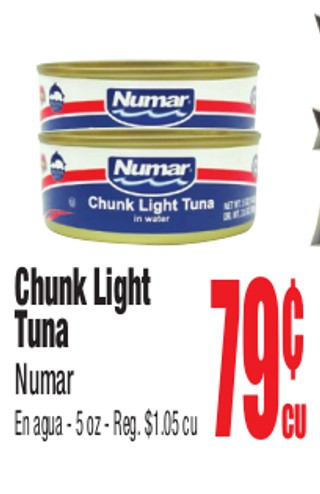 Chunk Light Tuna Numar En Agua - 5 oz