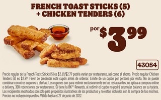 French Toast Sticks (5) + Chicken Tenders (6)