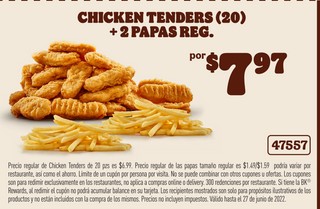 Chicken Tender (20) + Papas