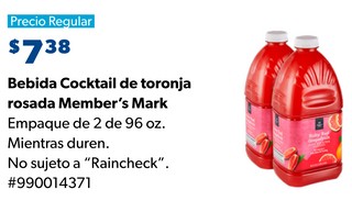 Bebida Cocktail de toronja rosada