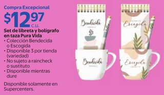Set de libreta y boligrafo en taza pura vida