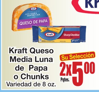Kraft queso media luna de papa o chunks