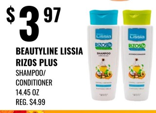 BEAUTYLINE LISSIA RIZOS PLUS SHAMPOO/CONDITIONER