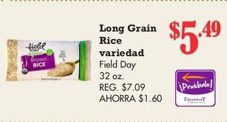 Long Grain Rice variedad Field Day