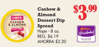 Cashew & Almond Dessert Dip Spread Hope
