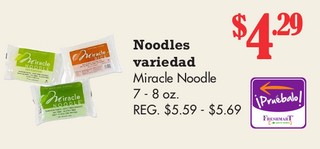 Noodles variedad Miracle Noodle