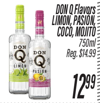 Don Q Flavors Limon, Pasion, Coco, Mojito. 750 ml