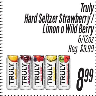 Truly Hard Seltzer Strawberry / Limon o Wild Berry 6/12 oz