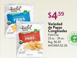 Variedad de papas congeladas