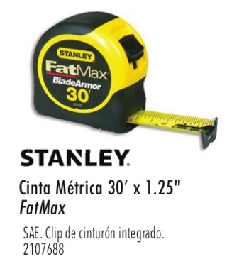 Stanley Cinta Métrica 30' x 1.25" FatMax Stanley