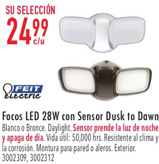 Focos LED 28W con Sensor Dusk to Dawn