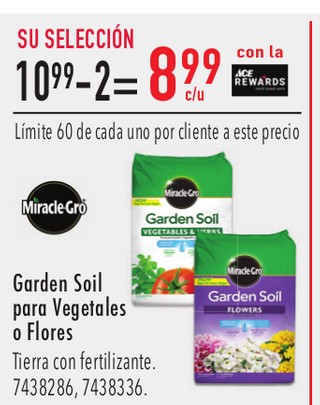 Garden Soil para Vegetales o Flores Tierra con fertilizante.
