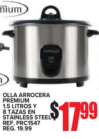 Olla Arrocera Premium 1.5 litros y 8 tazas Stainless Steel
