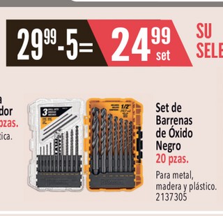 Set de barrenas de oxido negro 20 pzas