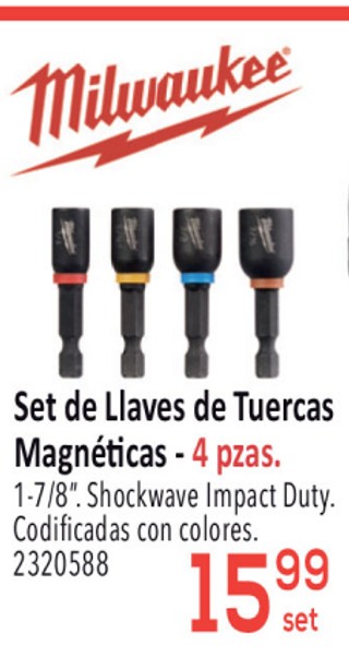 Set de llaves de tuercas magneticas - 4 pzas.