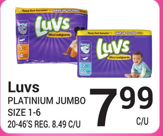 Luvs platinum jumbo size