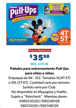 Pañales para entranamiento pull ups para niñas o niños