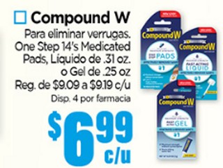 Compound w para eliminar verrugas