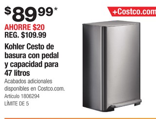 Kohler Cesto de basura con pedal