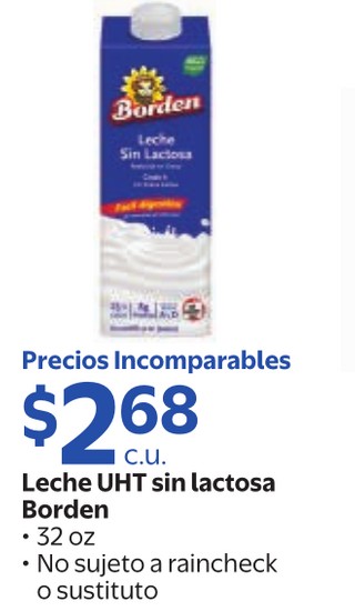Leche UHT sin lactosa borden