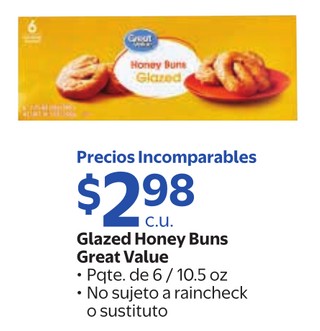 Glazed honey buns great value