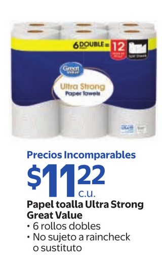 Papel toalla Ultra Strong Great Value