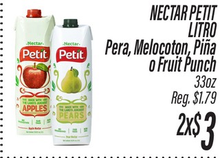 Nectar Petit Litro Pera, Melocoton, Piña o Fruit Punch