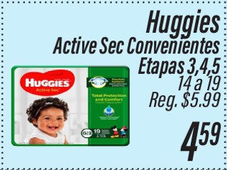 Huggies Active Sec Convenientes Etapas 3,4,5