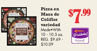 Pizza en Masa de Coliflor variedad