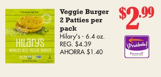 Veggie Burger 2 Patties per pack Hilary's
