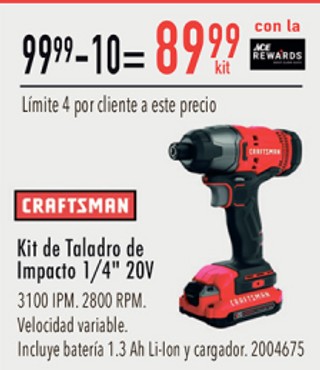 Craftsman Kit de Taladro de Impacto 1/4" 20 V