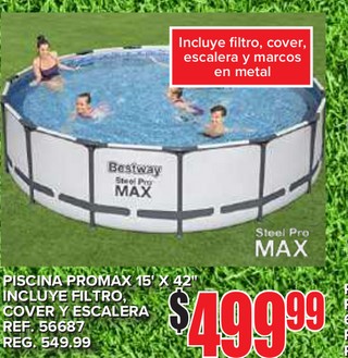 Piscina ProMax 15´x42" Incluye Filtro, Cover y Escalera