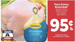Pavo entero butterball grado a