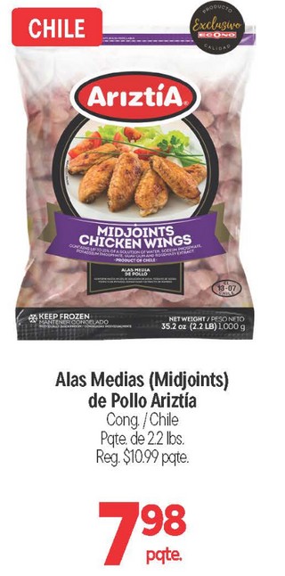 Alas medias (midjoints) de pollo ariztia