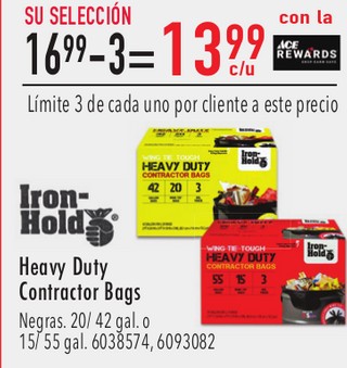 Iron Hold Heavy Duty Contractor Bags Negras