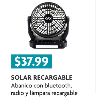 Solar Recargable Abanico con Bluetooth