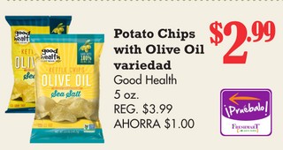 Potato Chips with Olive Oil variedad Good Health 5 oz