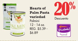 Hearts of Palm Pasta Variedad Palmini 12 - 14 oz