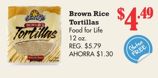 Brown Rice Tortillas Food for life 12 oz