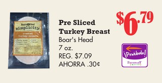 Pre Sliced Turkey Breast Boar's Head 7 oz