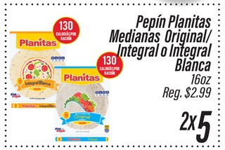 Pepin Planitas Medianas Original/Integral o Integral Blanca 16 oz