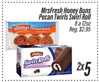 Mrs Freshley's Honey Nuns Pecan Twirls Swirl Roll 8 a 12 oz