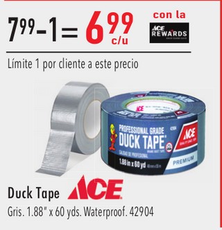 Duck Tape Gris. 1.88” x 60 yds.