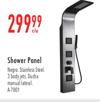 Shower Panel Negro. Stainless Steel