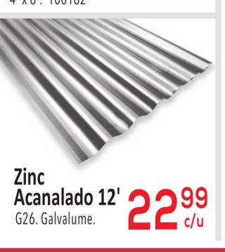 Zinc Acanalado 12'